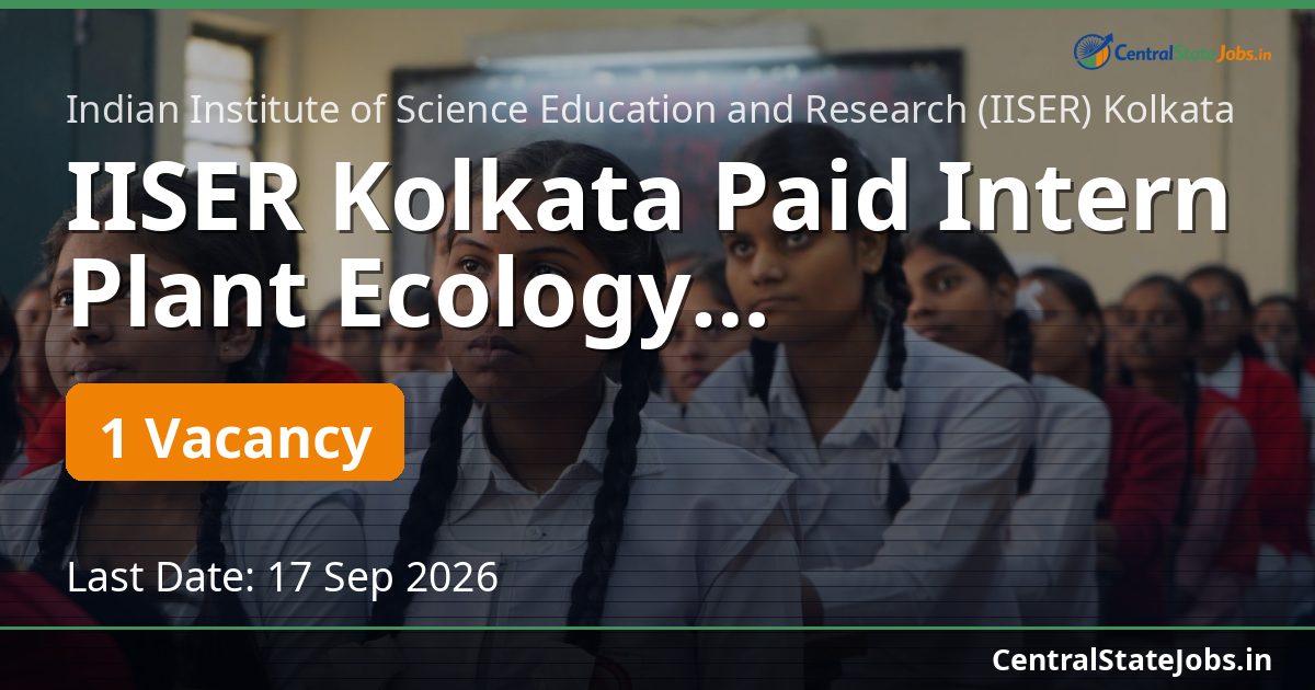 IISER Kolkata Paid Intern Plant Ecology Recruitment 2026