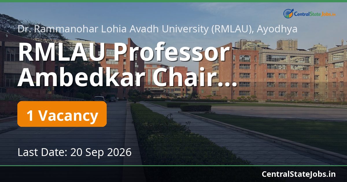 RMLAU Professor Ambedkar Chair Recruitment 2026