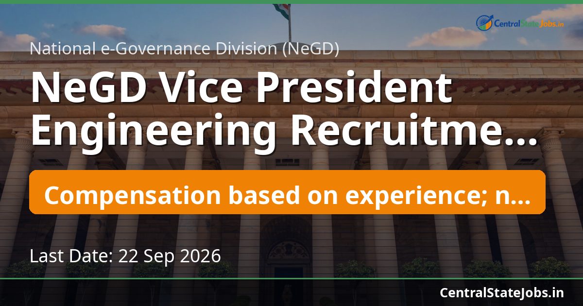 NeGD Vice President Engineering Recruitment 2026