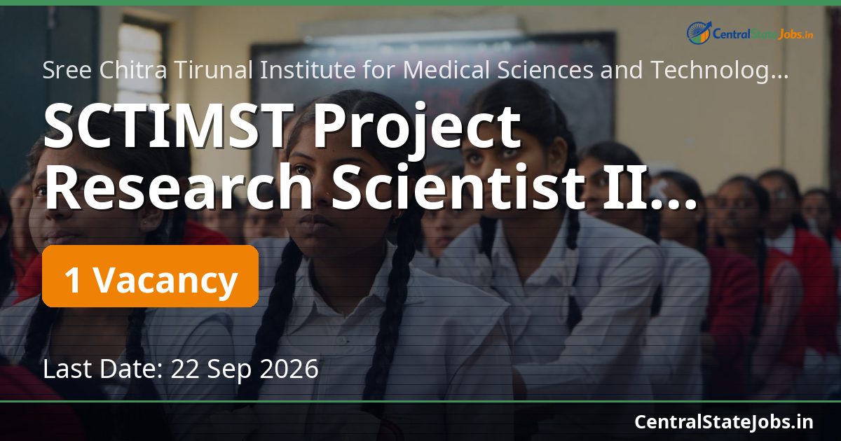 SCTIMST Project Research Scientist II BEAT ICH India 2026