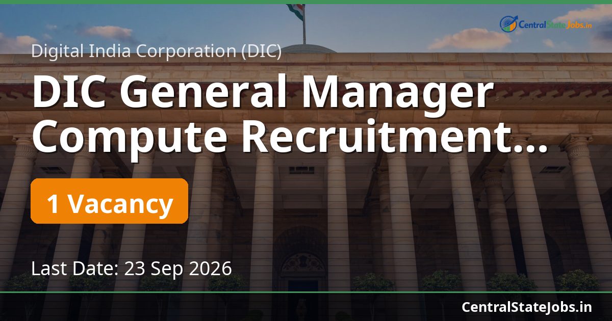 DIC General Manager Compute Recruitment 2026