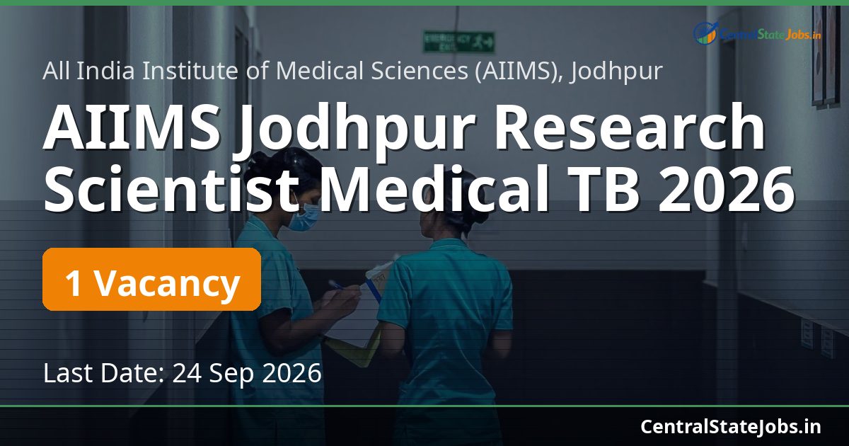 AIIMS Jodhpur Research Scientist Medical TB 2026