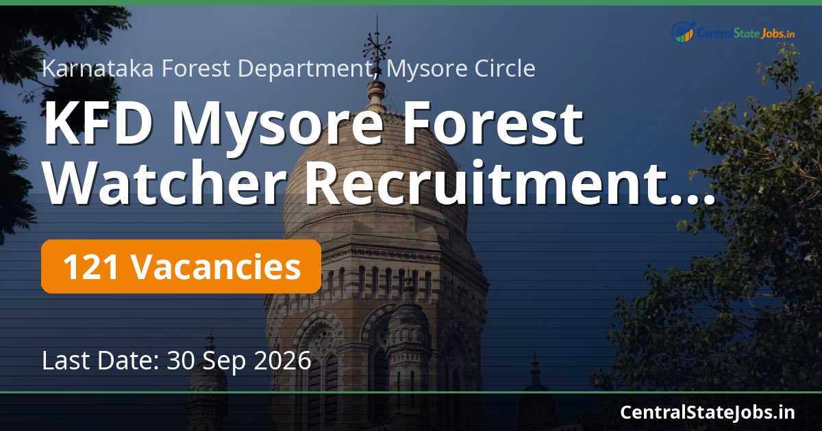 KFD Mysore Forest Watcher Recruitment 2026 — 121 Vacancies