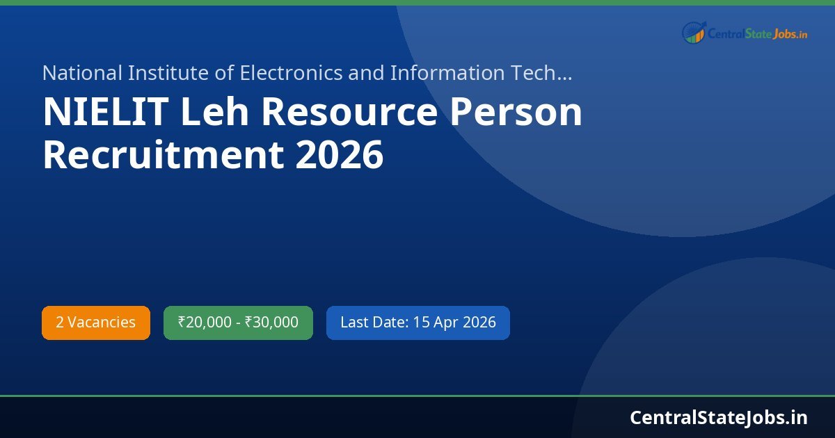 NIELIT Leh Resource Person Recruitment 2026