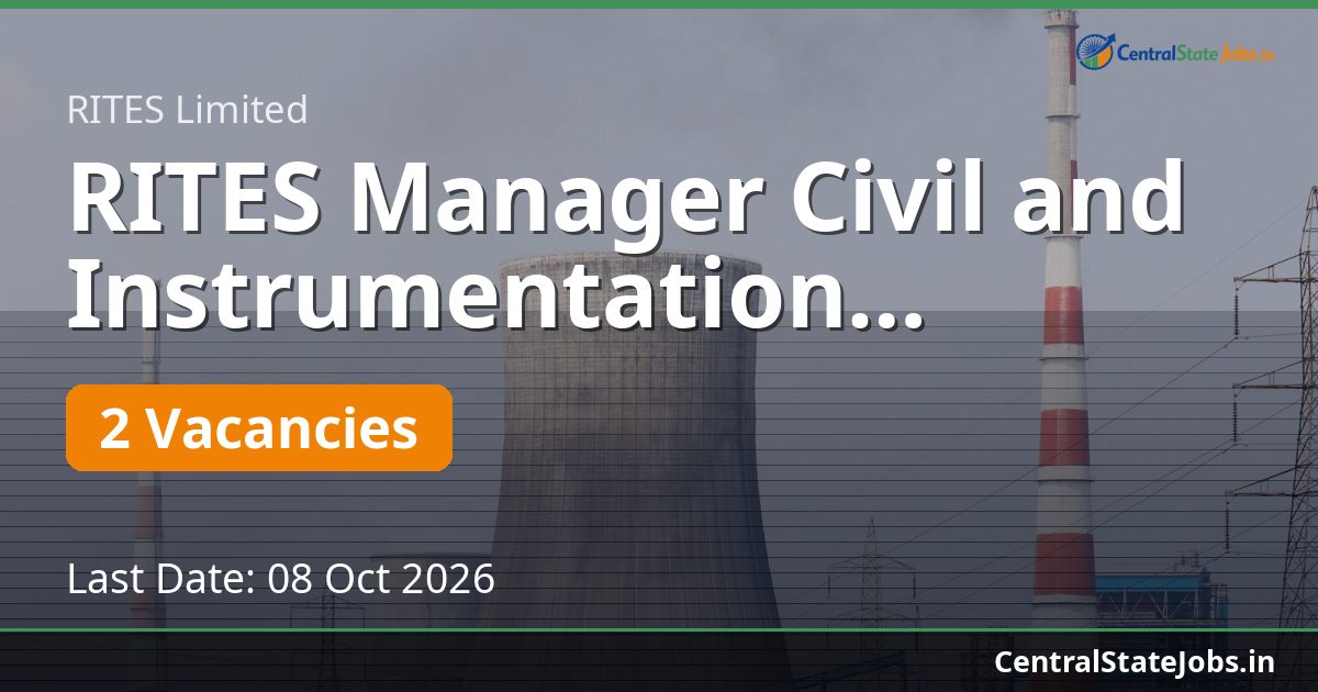 RITES Manager Civil and Instrumentation Recruitment 2026