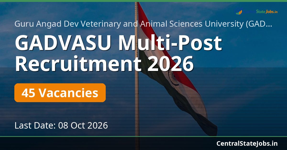 GADVASU Multi-Post Recruitment 2026 — 45 Vacancies