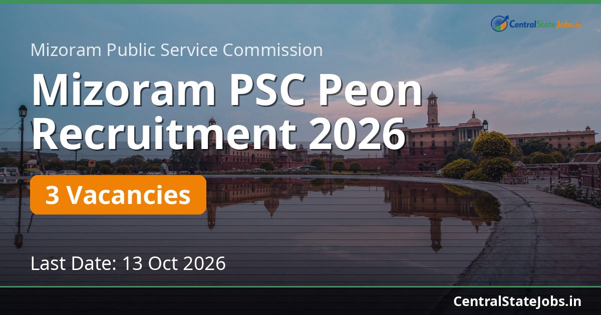 Mizoram PSC Peon Recruitment 2026