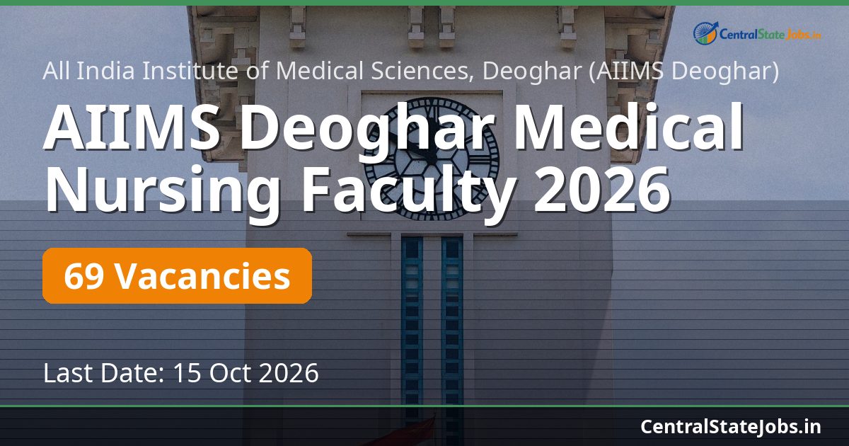AIIMS Deoghar Medical Nursing Faculty 2026 — 69 Vacancies