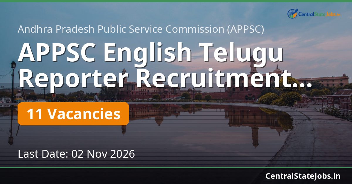 APPSC English Telugu Reporter Recruitment 2026
