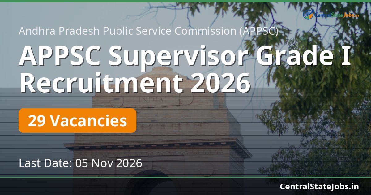 APPSC Supervisor Grade I Recruitment 2026