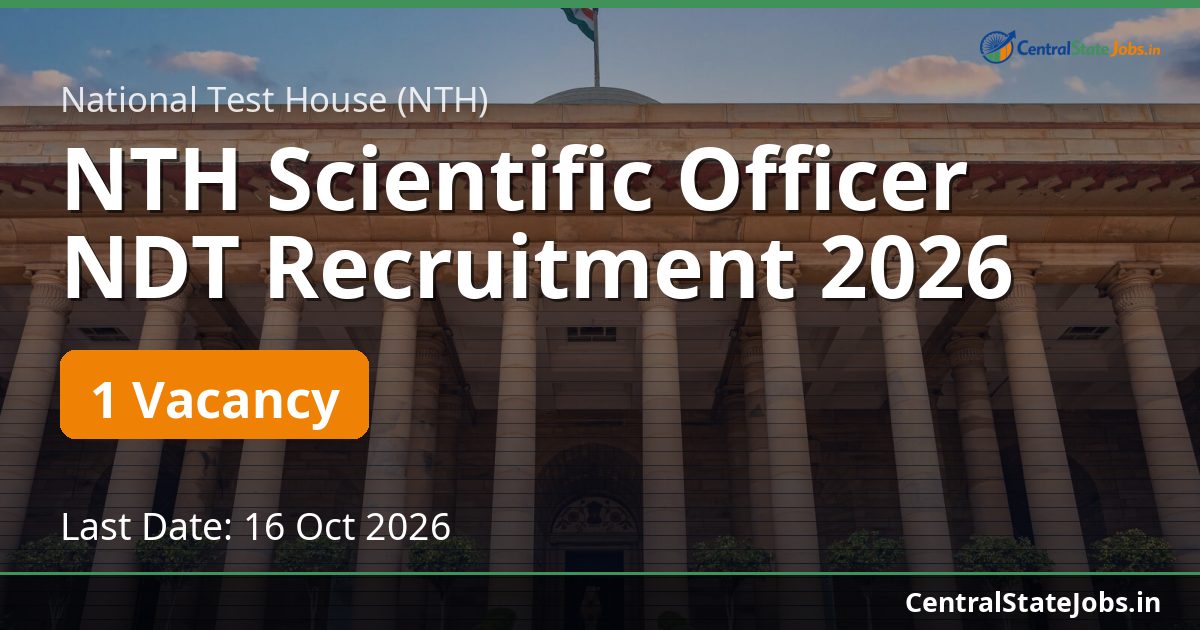 NTH Scientific Officer NDT Recruitment 2026