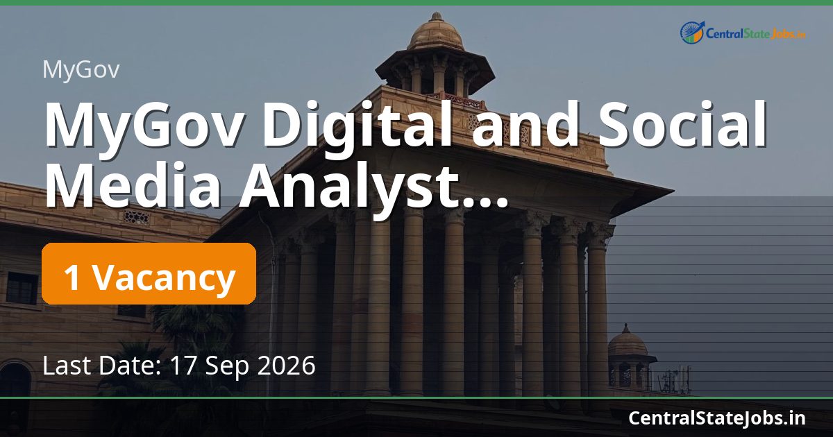 MyGov Digital and Social Media Analyst Recruitment 2026