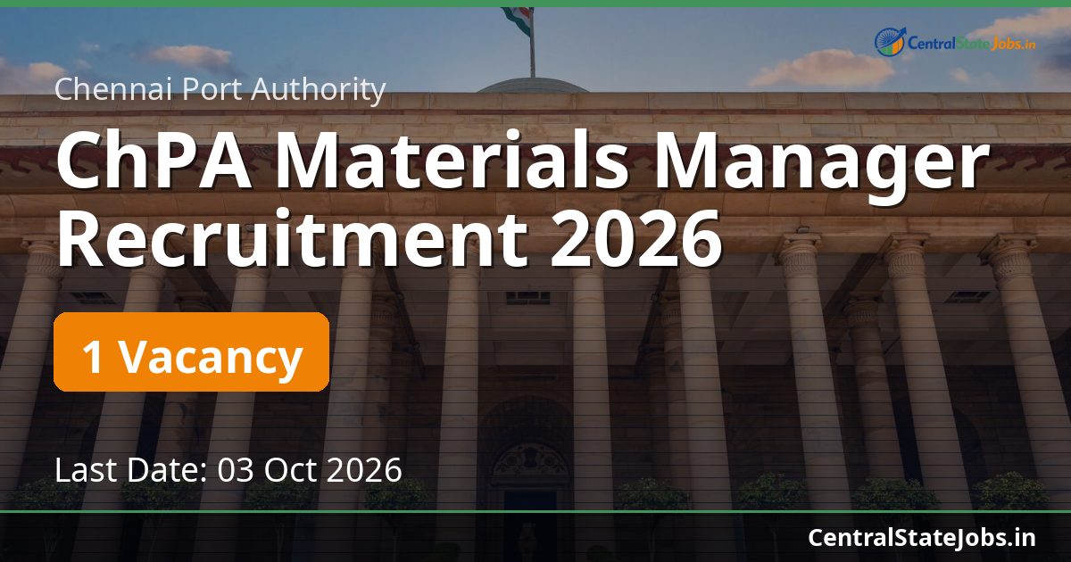 ChPA Materials Manager Recruitment 2026