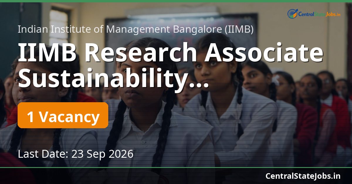 IIMB Research Associate Sustainability Recruitment 2026