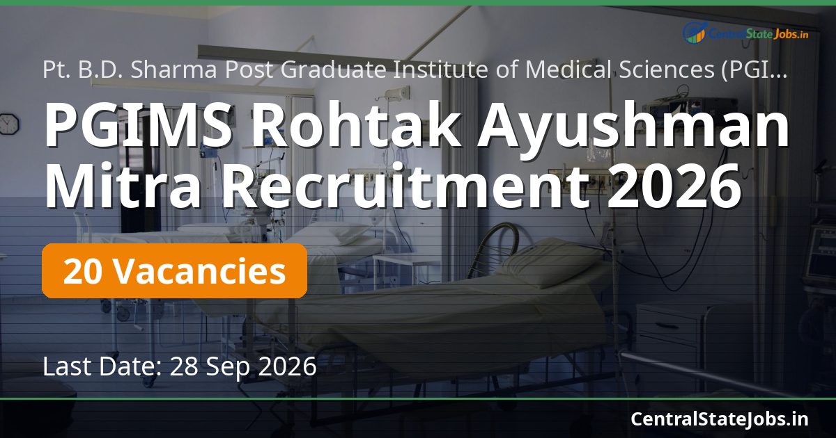 PGIMS Rohtak Ayushman Mitra Recruitment 2026