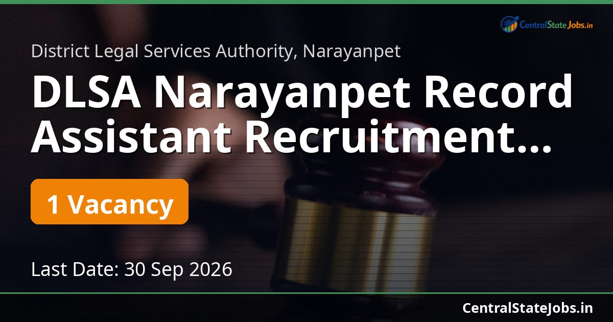 DLSA Narayanpet Record Assistant Recruitment 2026
