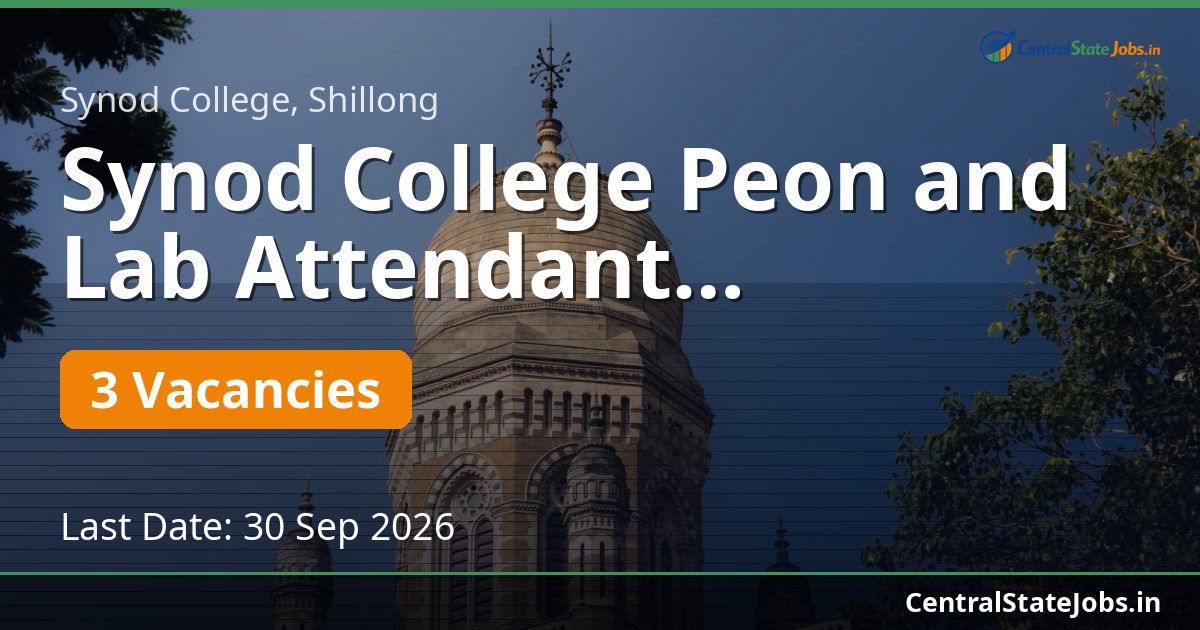 Synod College Peon and Lab Attendant Recruitment 2026