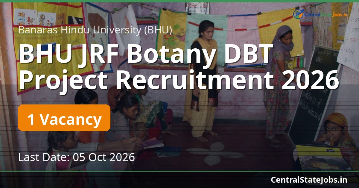 BHU JRF Botany DBT Project Recruitment 2026