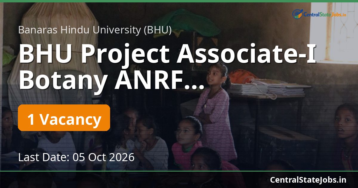 BHU Project Associate-I Botany ANRF Recruitment 2026