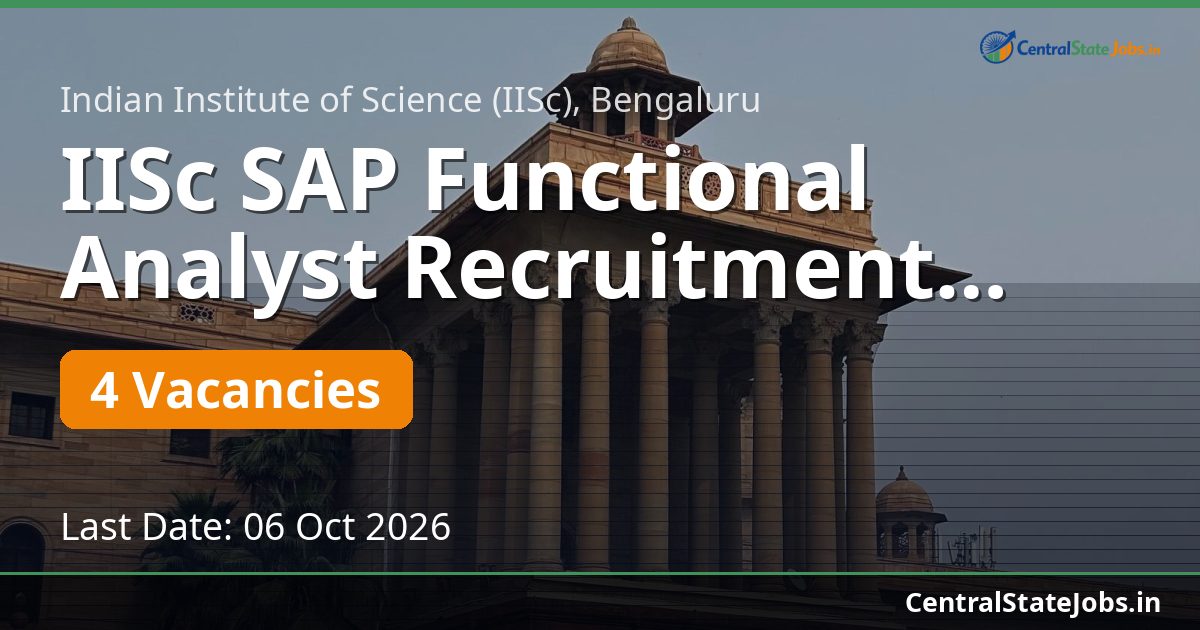 IISc SAP Functional Analyst Recruitment 2026