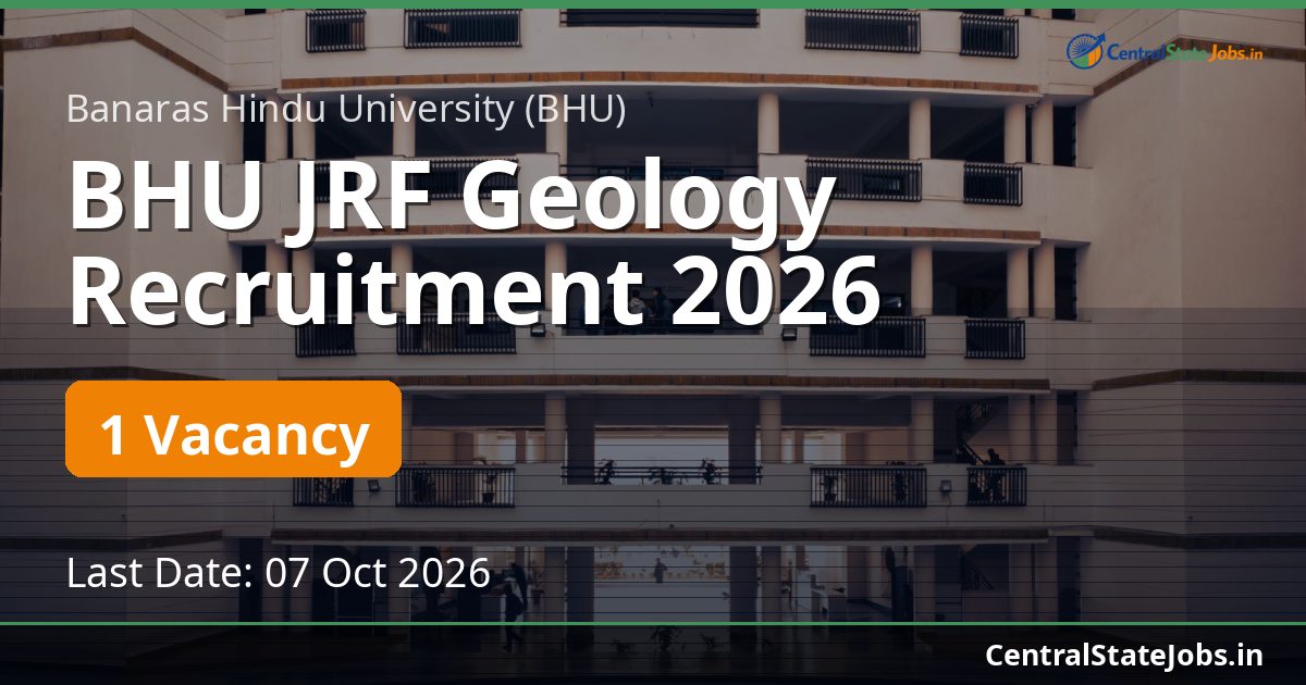 BHU JRF Geology Recruitment 2026