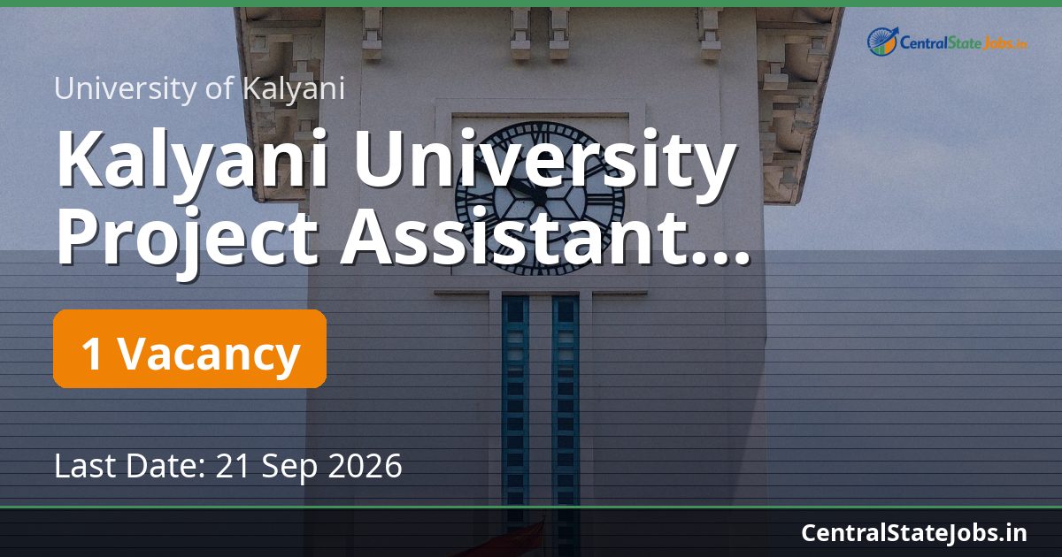Kalyani University Project Assistant Chemistry 2026