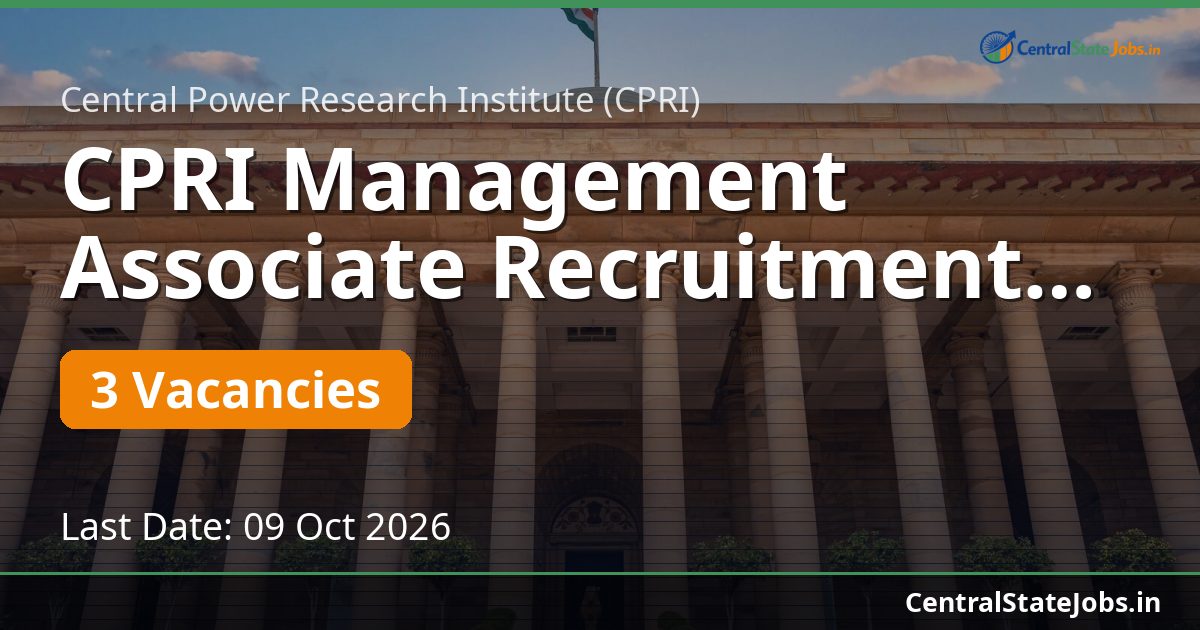 CPRI Management Associate Recruitment 2026