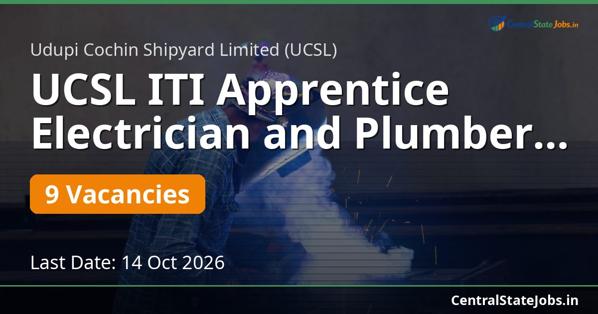 UCSL ITI Apprentice Electrician and Plumber 2026