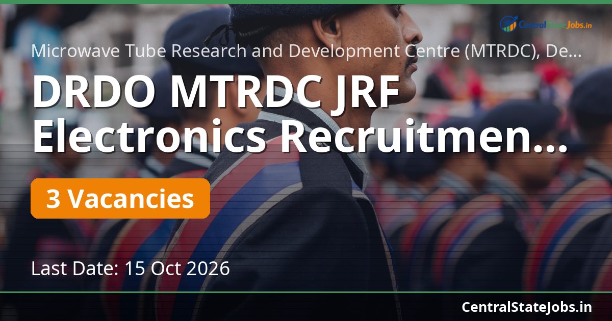 DRDO MTRDC JRF Electronics Recruitment 2026