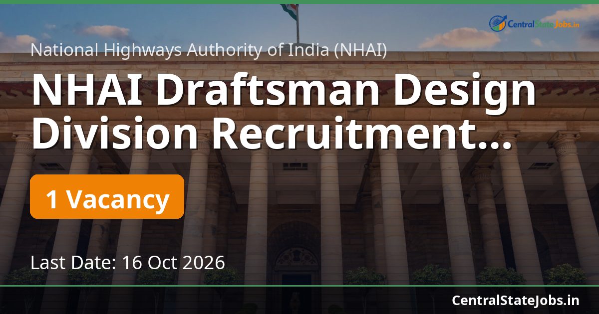 NHAI Draftsman Design Division Recruitment 2026