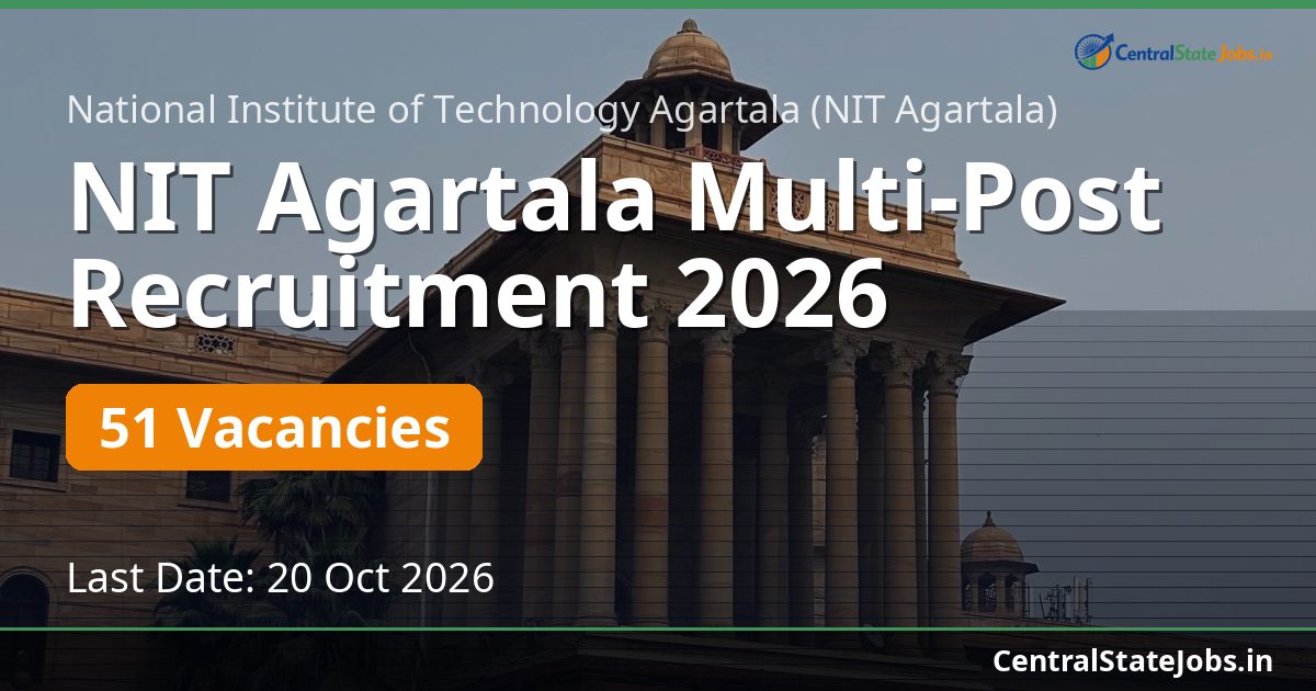 NIT Agartala Multi-Post Recruitment 2026 — 51 Vacancies