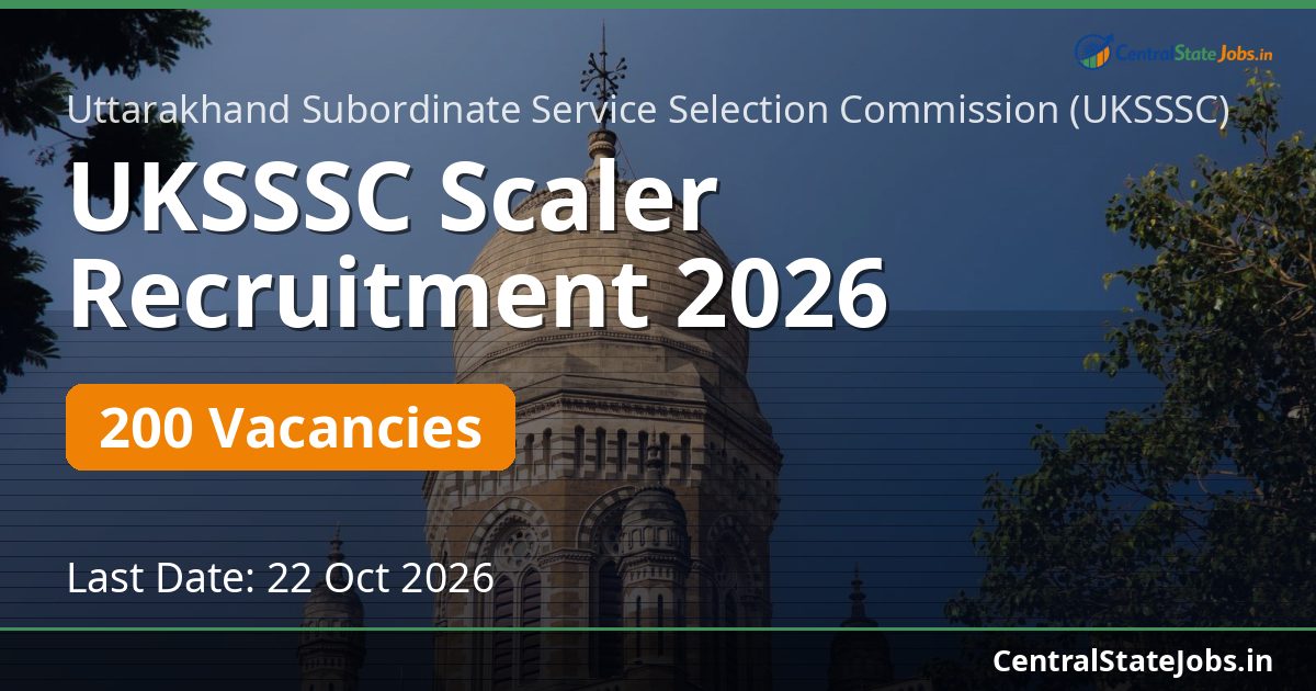 UKSSSC Scaler Recruitment 2026 — 200 Vacancies