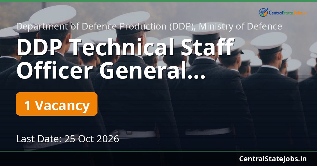DDP Technical Staff Officer General Recruitment 2026
