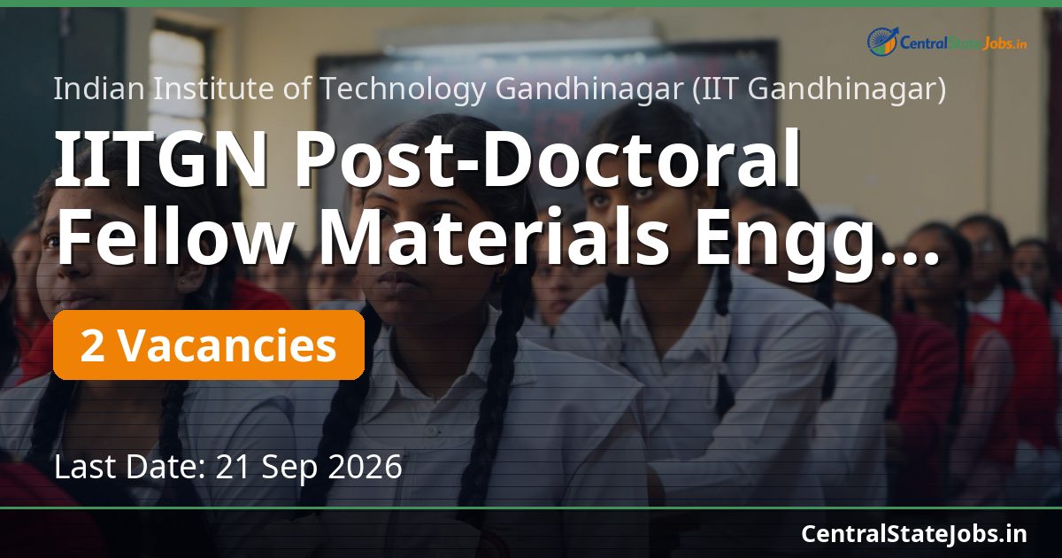 IITGN Post-Doctoral Fellow Materials Engg 2026