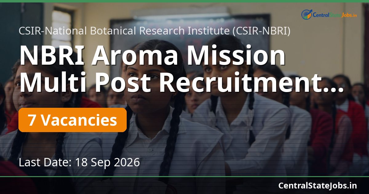 NBRI Aroma Mission Multi Post Recruitment 2026