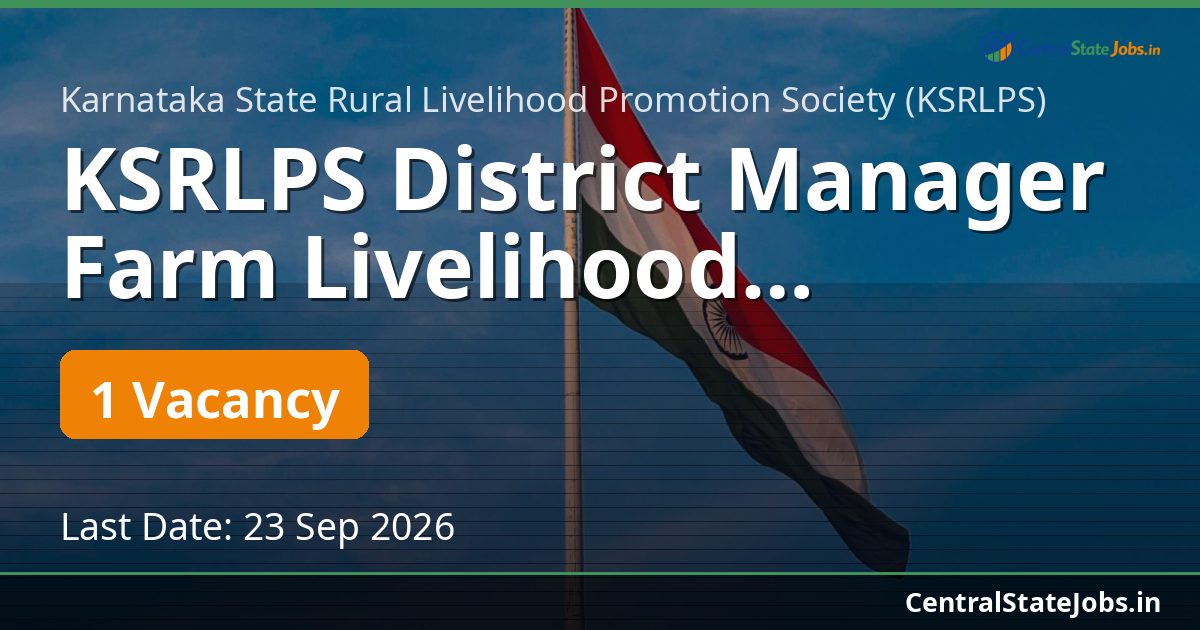 KSRLPS District Manager Farm Livelihood Recruitment 2026
