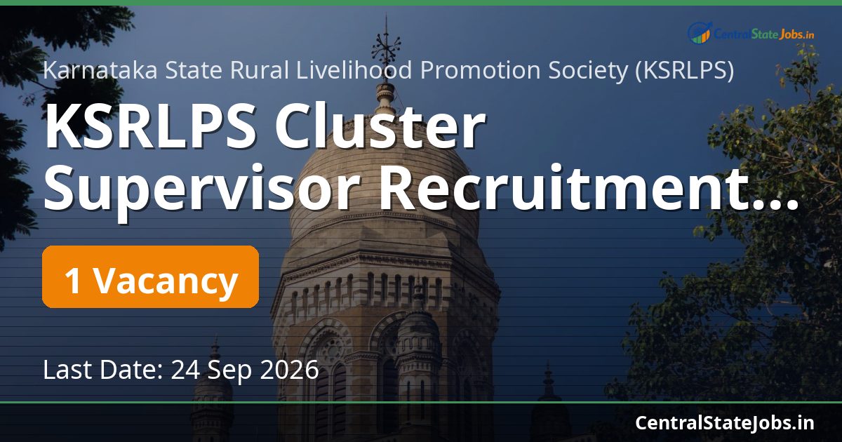 KSRLPS Cluster Supervisor Recruitment 2026