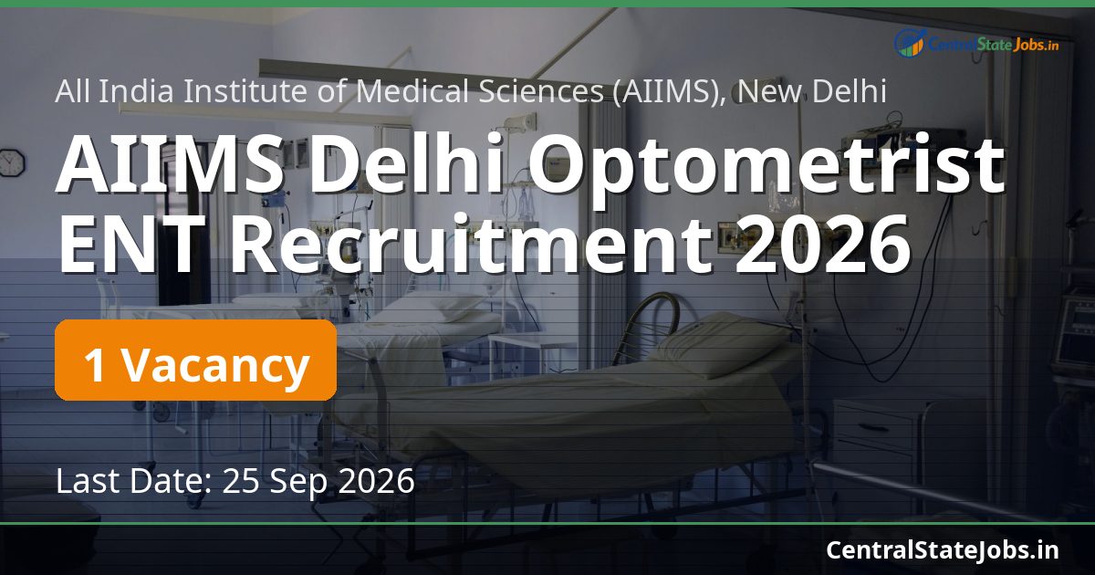 AIIMS Delhi Optometrist ENT Recruitment 2026