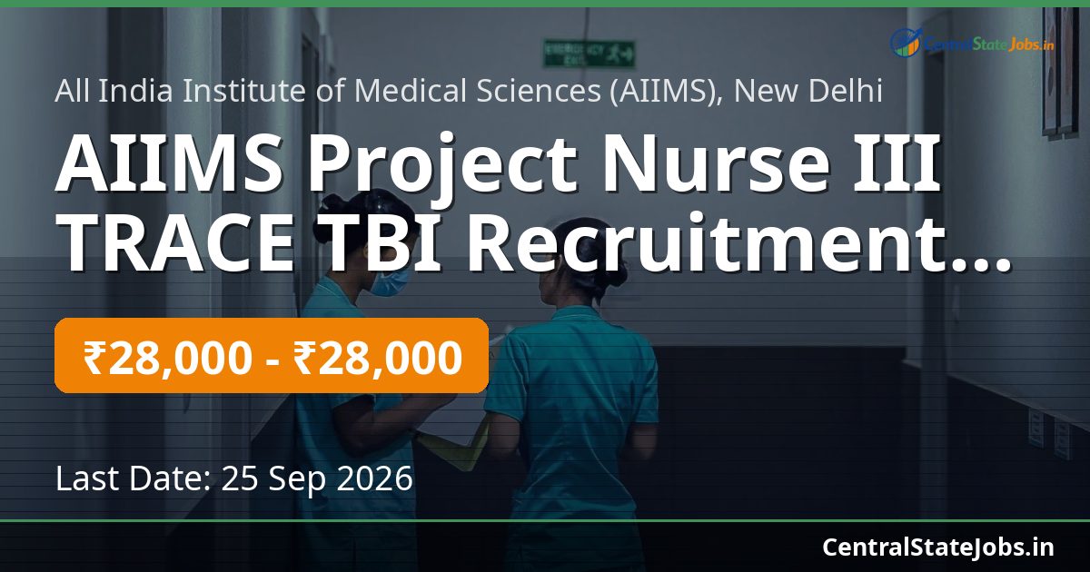 AIIMS Project Nurse III TRACE TBI Recruitment 2026