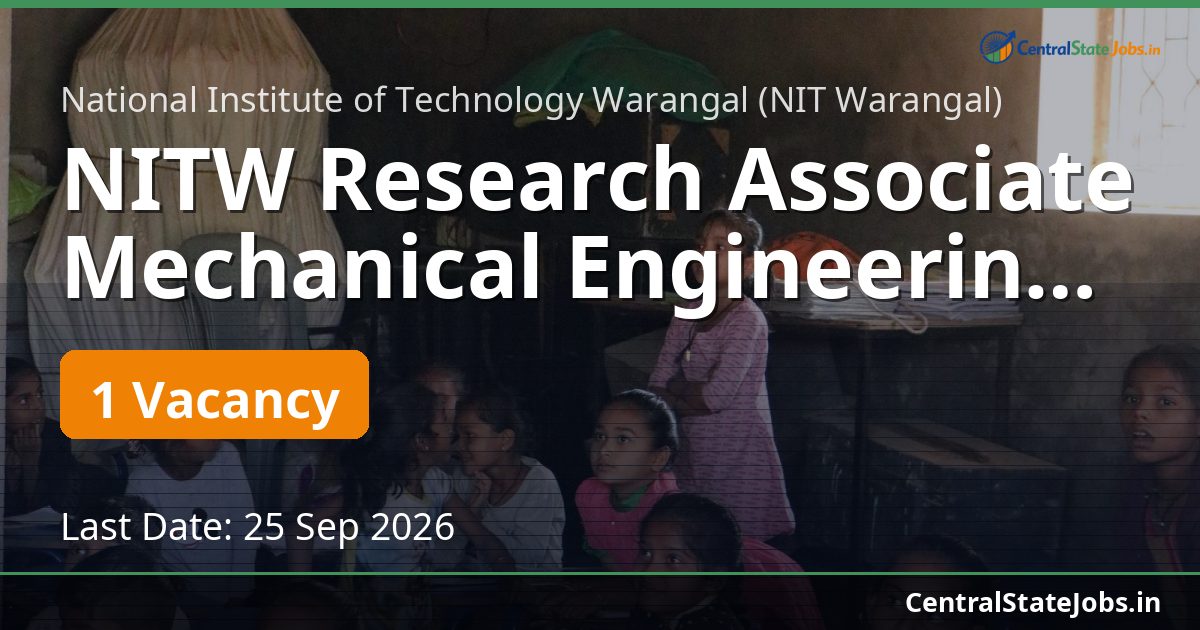 NITW Research Associate Mechanical Engineering 2026
