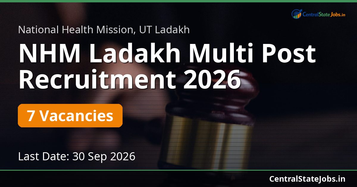 NHM Ladakh Multi Post Recruitment 2026