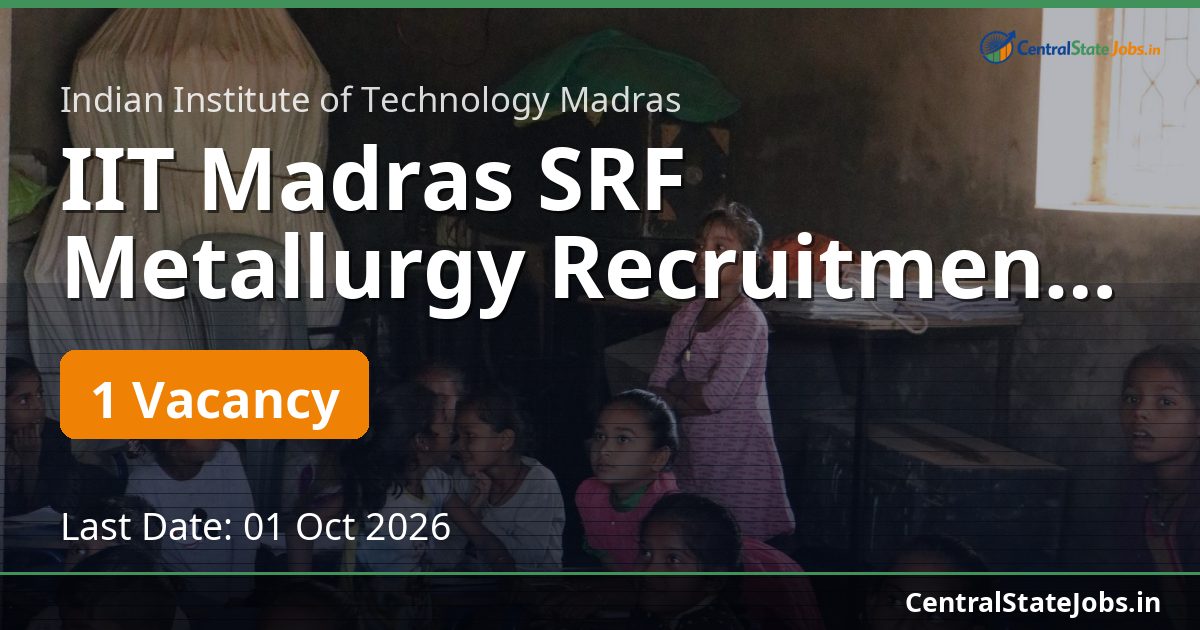 IIT Madras SRF Metallurgy Recruitment 2026