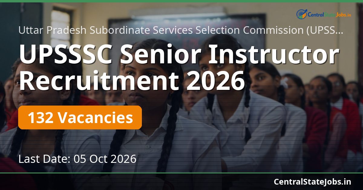 UPSSSC Senior Instructor Recruitment 2026 — 132 Vacancies