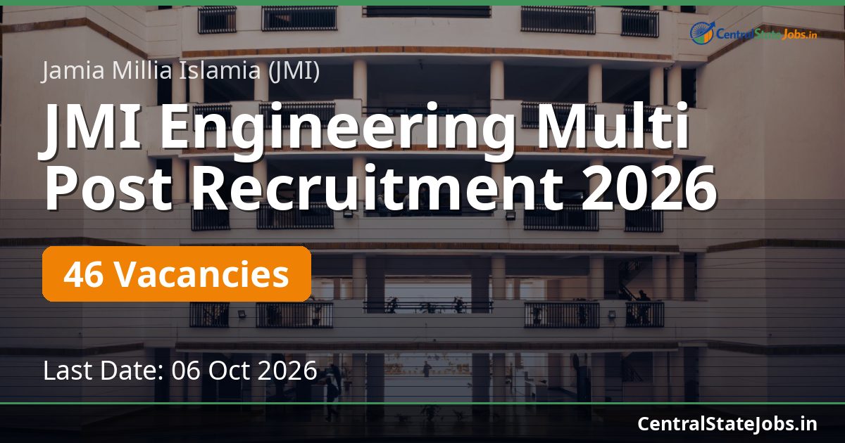 JMI Engineering Multi Post Recruitment 2026 — 46 Vacancies