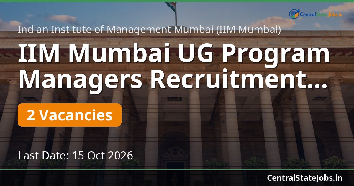 IIM Mumbai UG Program Managers Recruitment 2026