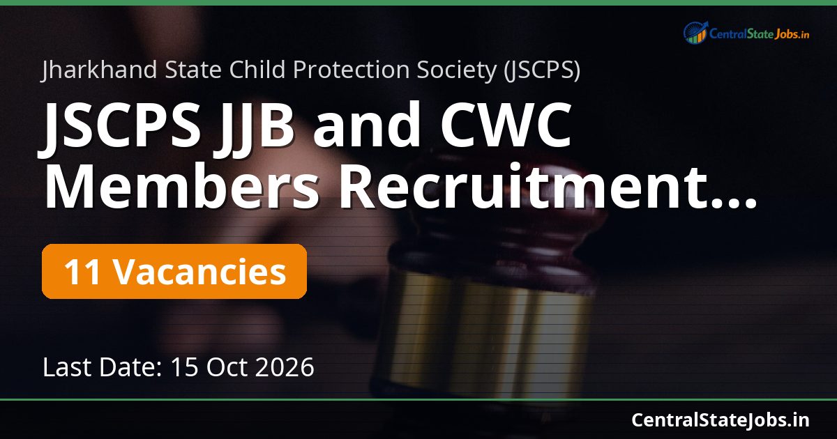 JSCPS JJB and CWC Members Recruitment 2026