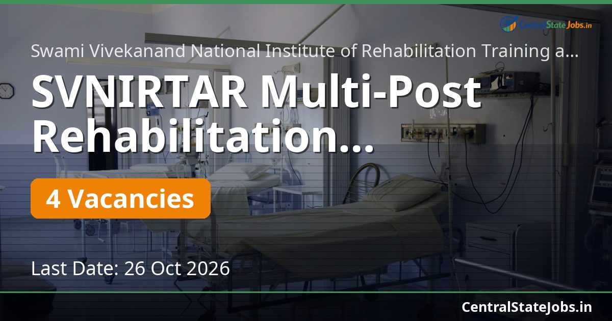 SVNIRTAR Multi-Post Rehabilitation Recruitment 2026