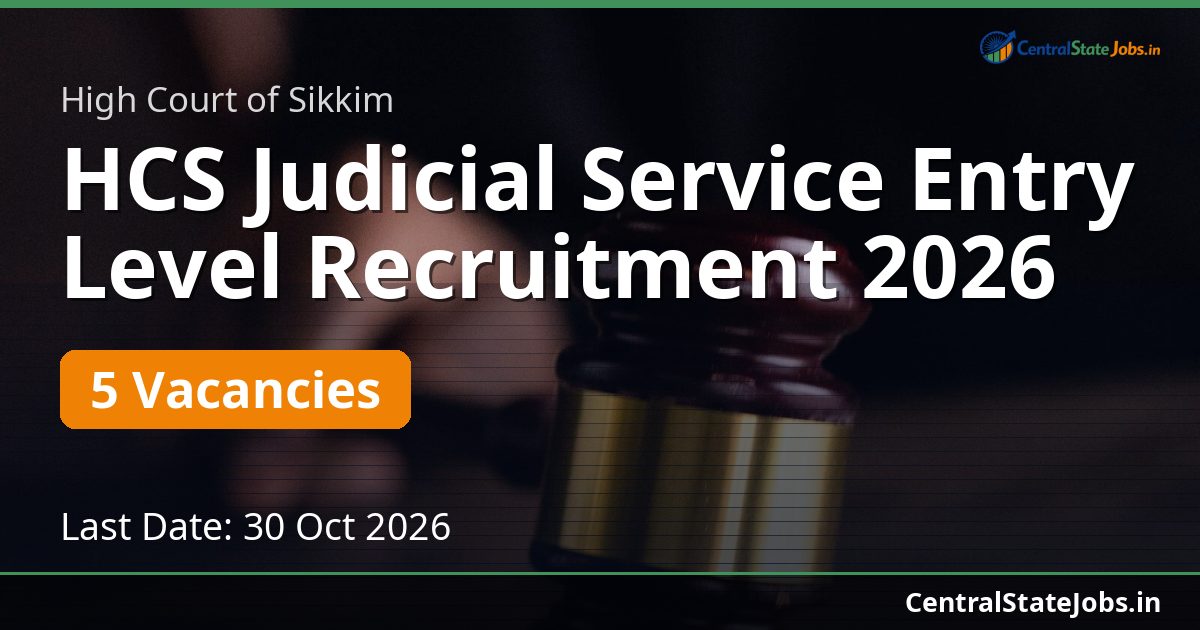 HCS Judicial Service Entry Level Recruitment 2026