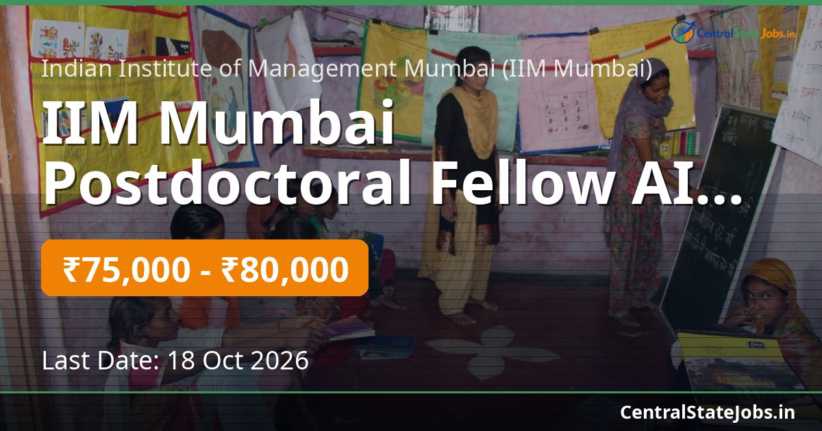IIM Mumbai Postdoctoral Fellow AI Recruitment 2026