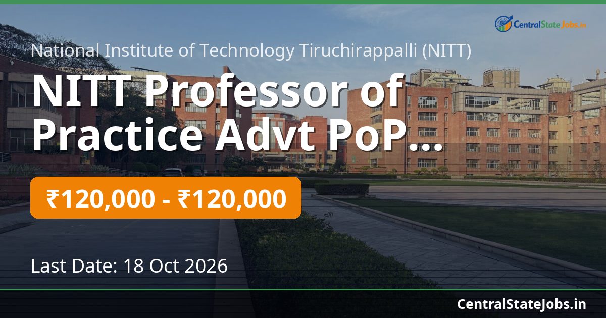 NITT Professor of Practice Advt PoP Recruitment 2026
